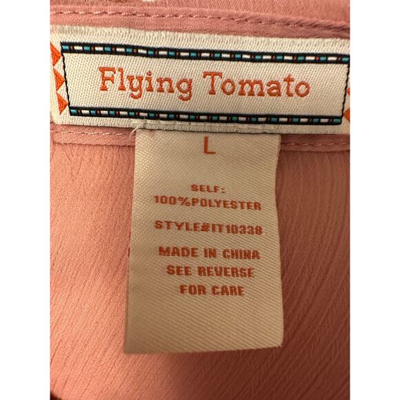 Flying Tomato Ruffled Button Up Blouse Dusty Rose Sz Large - Picture 5 of 5
